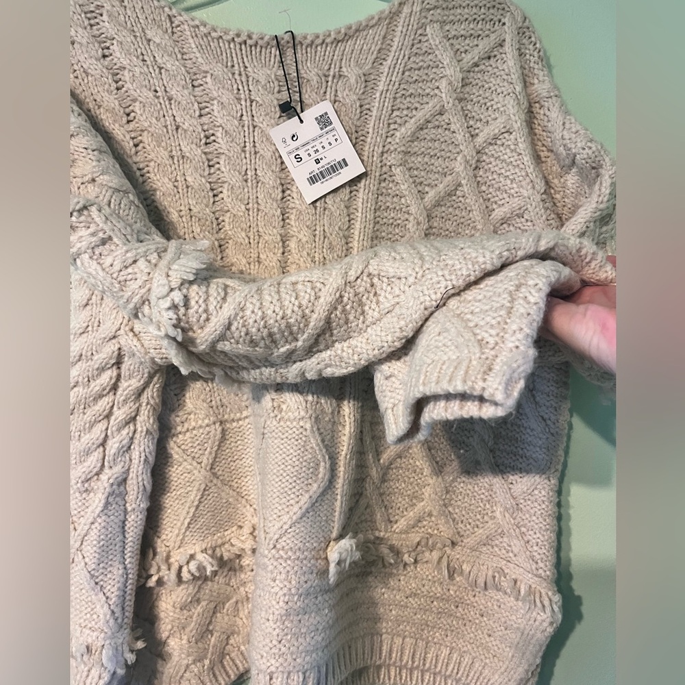 Zara Ivory Pullover Sweater Woven Textures. NWT! S. - Picture 12 of 15